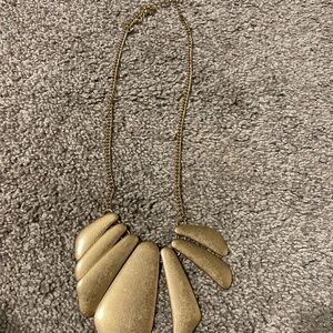 Gold plated brushed goldtone bib necklace.